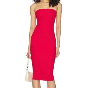 Red midi bodycon strapless dress Superdown Lilian cocktail dress formal